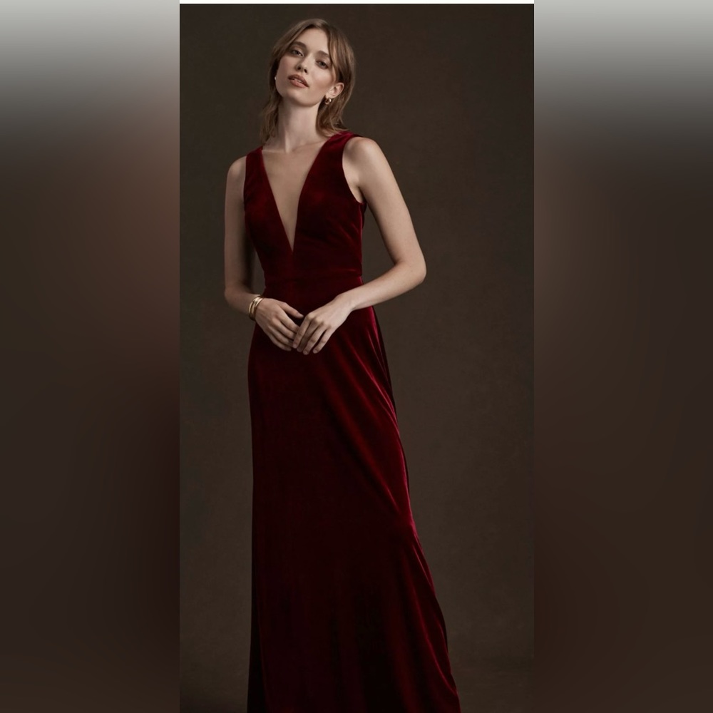 Jenny Yoo Deep Red Maxi Dress